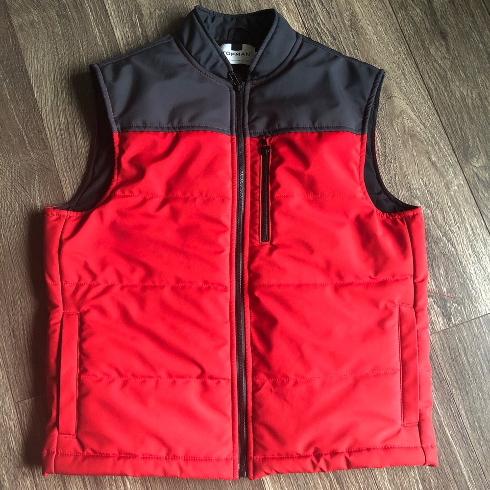 topman mens puffer vest 64R08J  Red size S